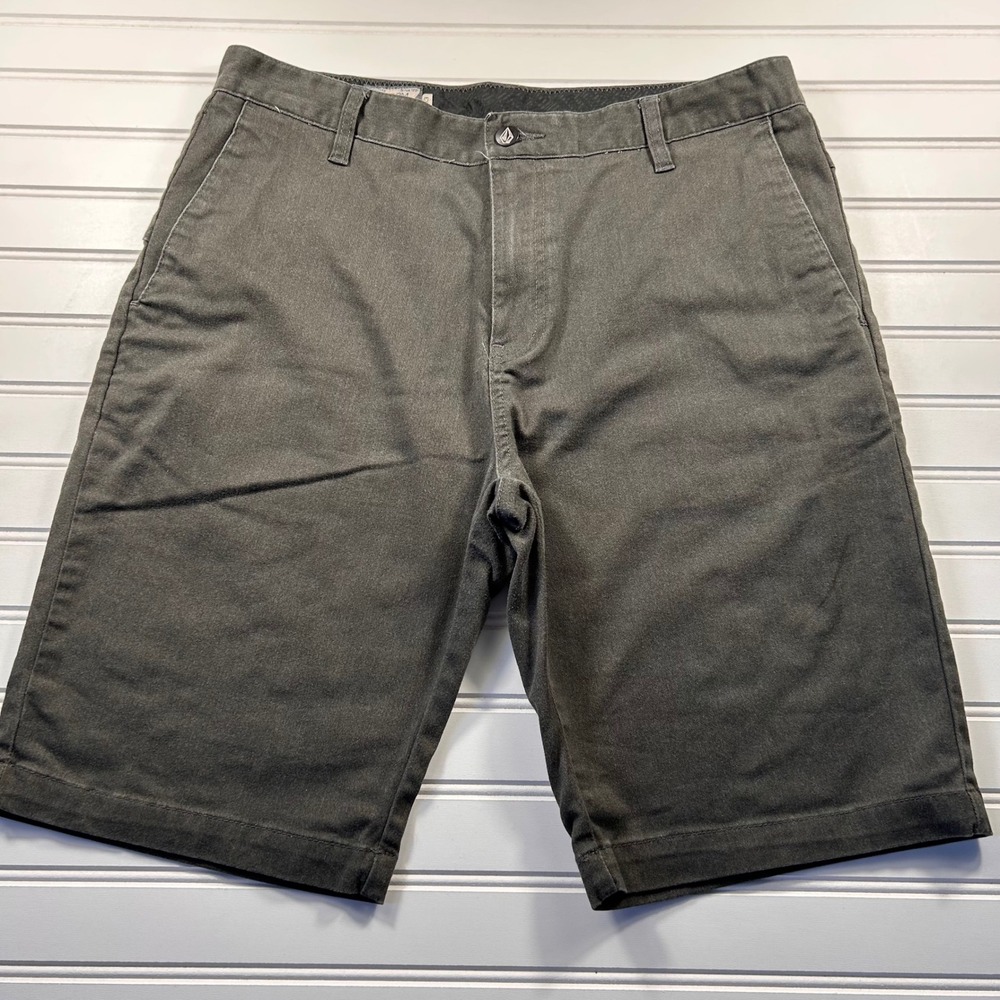 Volcom Frickin Modern Stretch Chino Shorts Mens 33 Charcoal Grey Walk Skater